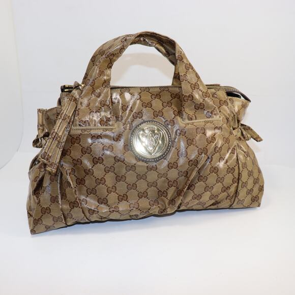 Gucci Hysteria Tote GG Crystal Coated Canvas Brown Monogram - Picture 1 of 9
